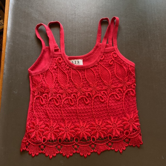 1 2 3 Red tank top size medium friends very small more like an extra small - Picture 2 of 5